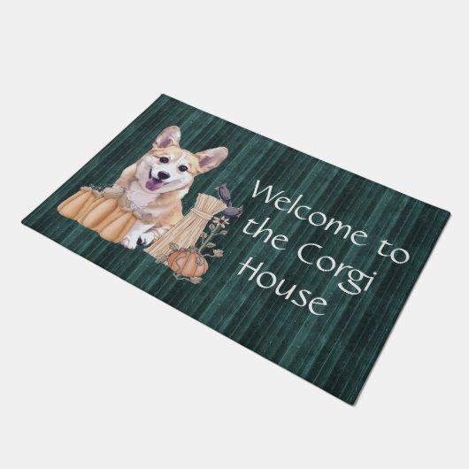 Corgi-Welpe im Herbst Fußmatte (Schrägansicht)