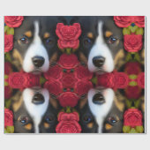 Corgi Welpe in rote Rosen Gewebepapier Geschenkpapier (Flach)