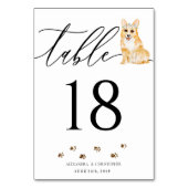 Corgi Welpe Wedding Calligraphy Signature Tischnummer (Vorderseite)