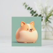 Corgi-Welpen-Kunst mit süßer dicker 3D-Ton-Flatcar (Stehend Vorderseite)