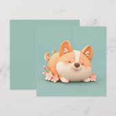Corgi-Welpen-Kunst mit süßer dicker 3D-Tonpostkart (Vorne/Hinten)