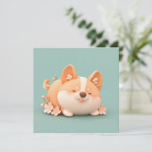 Corgi-Welpen-Kunst mit süßer dicker 3D-Tonpostkart (Stehend Vorderseite)