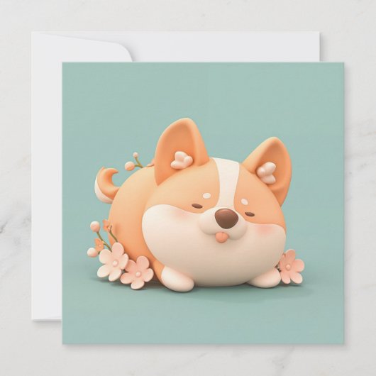 Corgi-Welpen-Kunst mit süßer dicker 3D-Tonpostkart (Vorderseite)