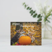 Corgi Welpen mit Pumpkin Happy Thanksgiving Postkarte (Stehend Vorderseite)