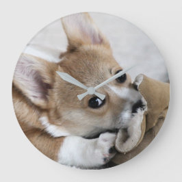 Corgi-Welpen-Wanduhr Große Wanduhr