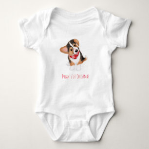 Corgi Welpenbaby's 1st Christmas Bodysuit Baby Strampler