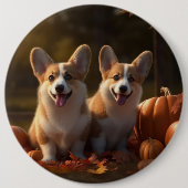Corgi Welppy Autumn Delight Pumpkin Button (Vorderseite)