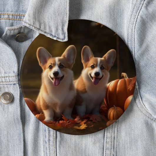 Corgi Welppy Autumn Delight Pumpkin Button (Beispiel)