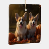 Corgi Welppy Autumn Delight Pumpkin Keramikornament (Rechts)