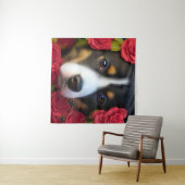 Corgi Welppy in rote Rosen Wandteppich (Beispiel (Horizontal))