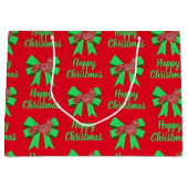 Corgi Welsh Christmas Dog & Green Bow Große Geschenktüte (Vorderseite)