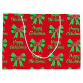Corgi Welsh Christmas Dog & Green Bow Große Geschenktüte (Rückseite)