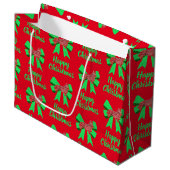 Corgi Welsh Christmas Dog & Green Bow Große Geschenktüte (Vorderseite Schrägansicht)