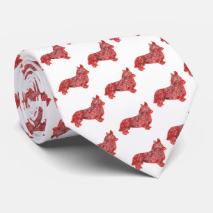 Corgi Welsh Christmas Dog Silhouette White Neck Krawatte