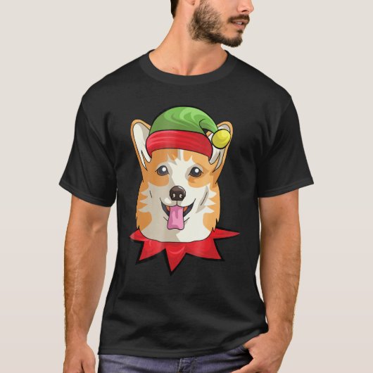 Corgi Welsh Dog Elf Christmas Gif T-Shirt (Vorderseite)