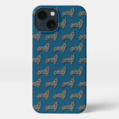 Corgi Welsh Dog Niedliche Silhouette Grid Blue iPhone Hülle (Rückseite)