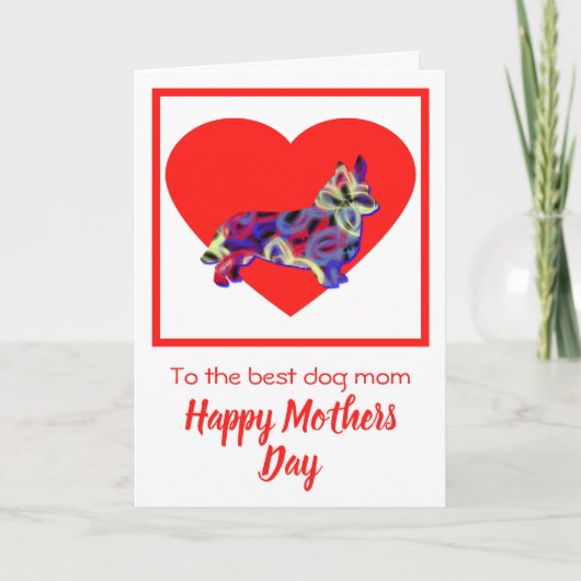 Corgi Welsh Dog Red Heart Mother Day Card Dankeskarte (Vorderseite)