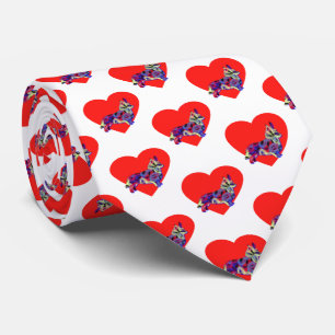 Corgi Welsh Dog Red Valentine's Day White Neck Krawatte