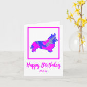 Corgi - Welsh Dog Silhouette Funny Birthday Card Karte (Gelbe Blume)