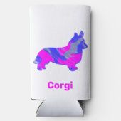 Corgi Welsh Dog Silhouette Hot Pink & Blue Selters Dosenkühler (Rückseite)