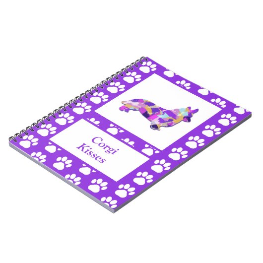 Corgi Welsh Kisses Dog Silhouette PurplePY&B Notizblock (Linke Seite)