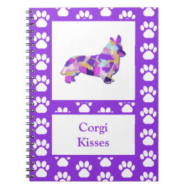 Corgi Welsh Kisses Dog Silhouette PurplePY&B Notizblock