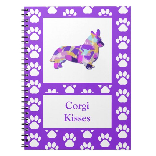 Corgi Welsh Kisses Dog Silhouette PurplePY&B Notizblock (Vorderseite)