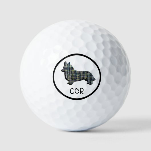 Corgi Welsh Niedlich Dog Silhouette Monogram Grid Golfball (Vorderseite)