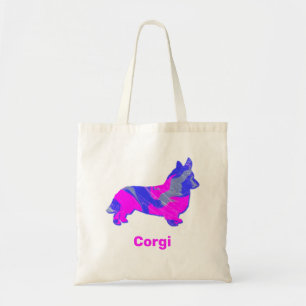 Corgi - Welsh Pembroke Dog Pink & Blue Silhouette Tragetasche
