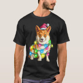 Corgi Welsh Weihnachtsbaumleuchten für Hunde T-Shirt (Vorderseite)