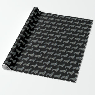 Corgi Welsh Y&B Grid Line Black Geschenkpapier