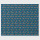 Corgi Welsh Y&B Grid Line Blue Geschenkpapier (Flach)