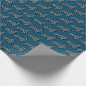 Corgi Welsh Y&B Grid Line Blue Geschenkpapier (Ecke)