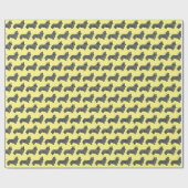 Corgi Welsh Y&B Grid Line Gelb Geschenkpapier (Flach)