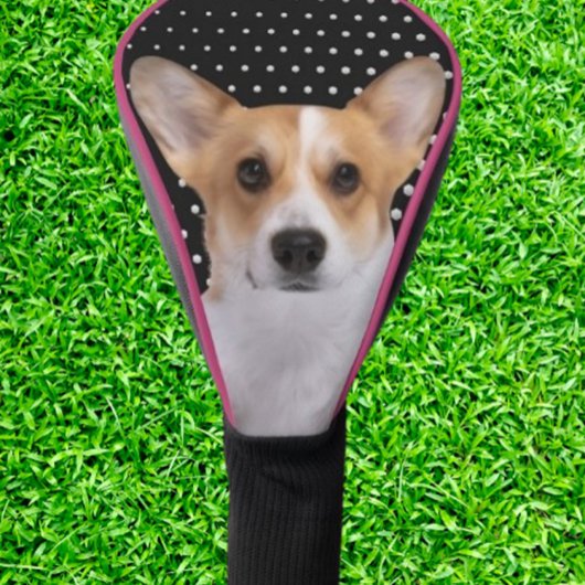 Corgi white dots golf headcover