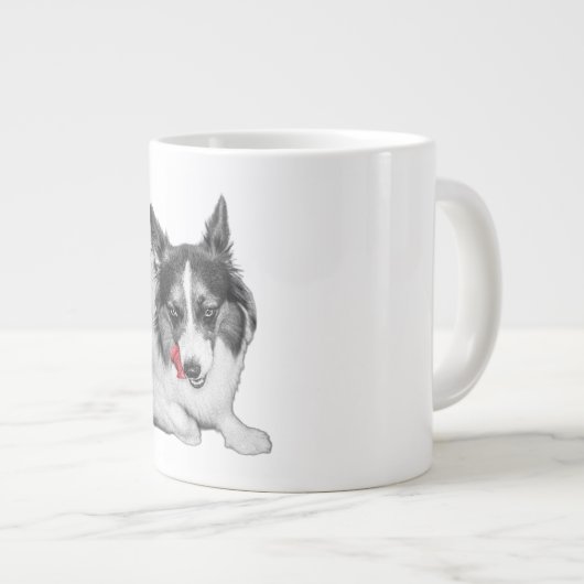Corgi Wink in Rot Jumbo-Tasse (Vorderseite Rechts)