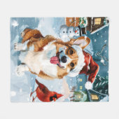 Corgi Winter Wonderland Christmas Joy Fleecedecke (Vorderseite (Horizontal))