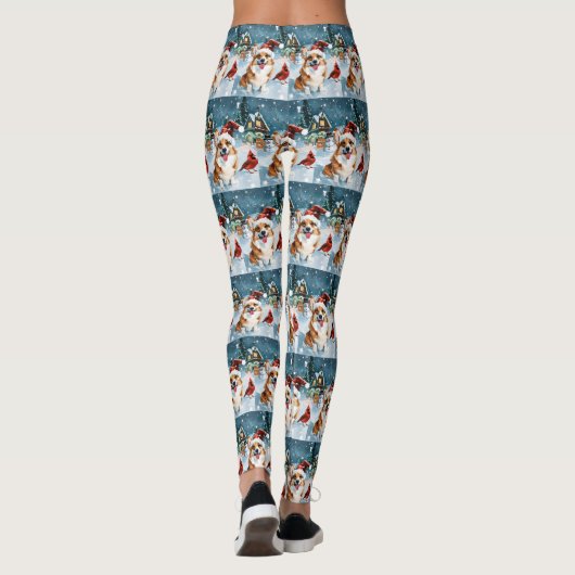 Corgi Winter Wonderland Christmas Joy Leggings (Rückseite)