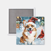 Corgi Winter Wonderland Christmas Joy Magnet (Vorderseite/Rückseite)