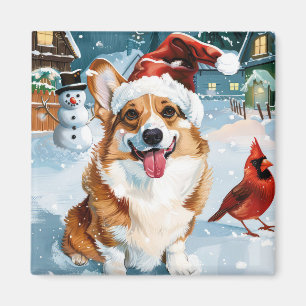 Corgi Winter Wonderland Christmas Joy Magnet