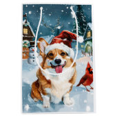 Corgi Winter Wonderland Christmas Joy Mittlere Geschenktüte (Vorderseite)