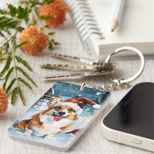 Corgi Winter Wonderland Christmas Joy Schlüsselanhänger (Vorderseite rechts)
