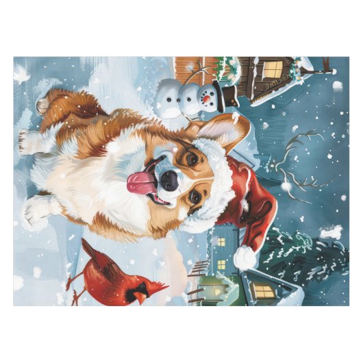 Corgi Winter Wonderland Christmas Joy Tischdecke (Vorderseite (Horizontal))