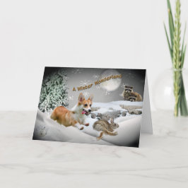 Corgi Winter Wonderland Grußkarten Feiertagskarte