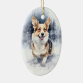 Corgi Winter Wonderland Keramik Ornament (Rechts)