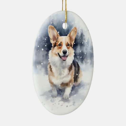 Corgi Winter Wonderland Keramik Ornament (Rechts)