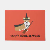 Corgi Witch Happy Howl-o-ween Fußmatte (Vorderseite)