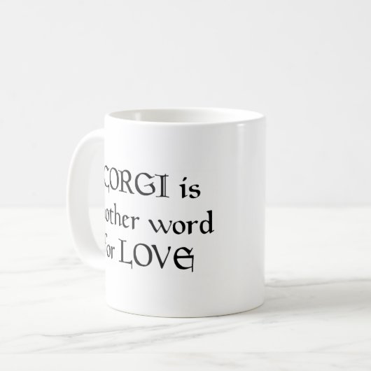 Corgi Wort Kaffee Tasse (Vorderseite Links)