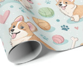 Corgi Wrapping Paper für niedlichen Cartoon - Hell Geschenkpapier (Rolleneckpunkt)