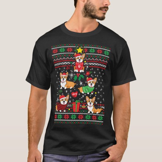 Corgi Xmas Tree Santa Dog  Ugly Christmas T-Shirt (Vorderseite)